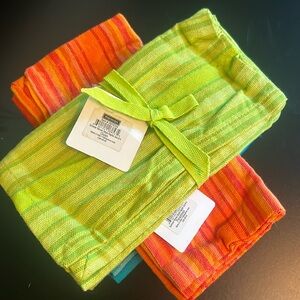 “Summer Woven Stripe” set of 4 green cotton napkin-NWT-3 other colors available